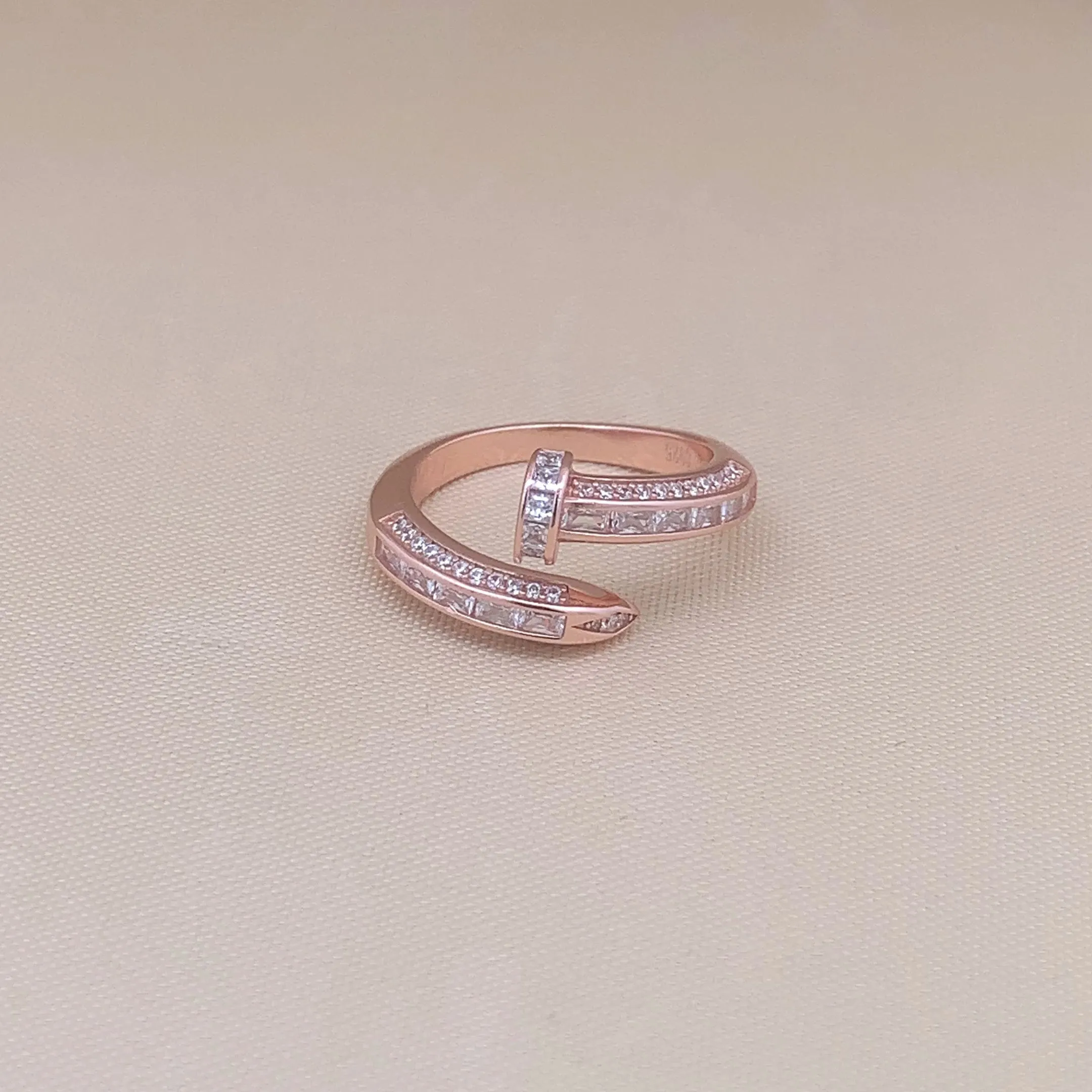 Dazzling Nail Adjustable Ring (Pure Silver)