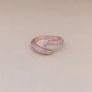 Dazzling Nail Adjustable Ring (Pure Silver)