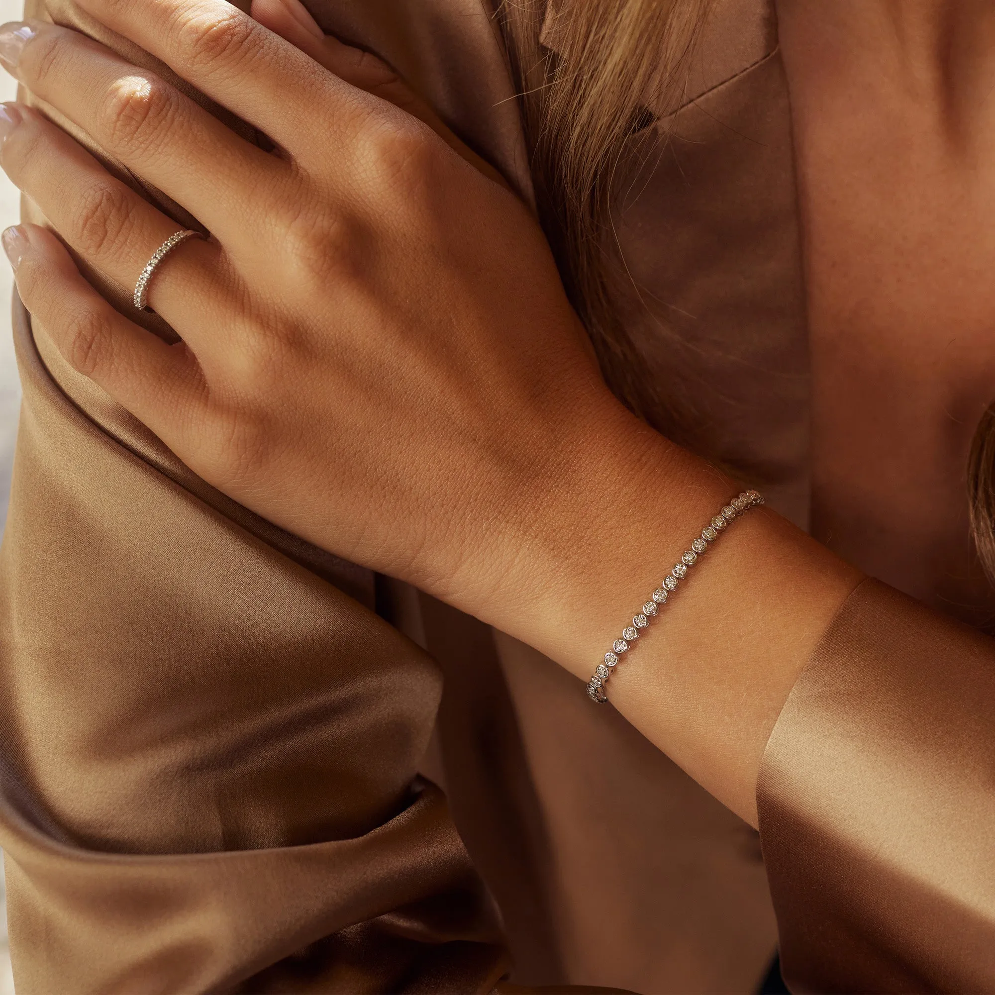 De la Paix Alfie 14 karat white gold tennis bracelet with diamond 0.36 carat