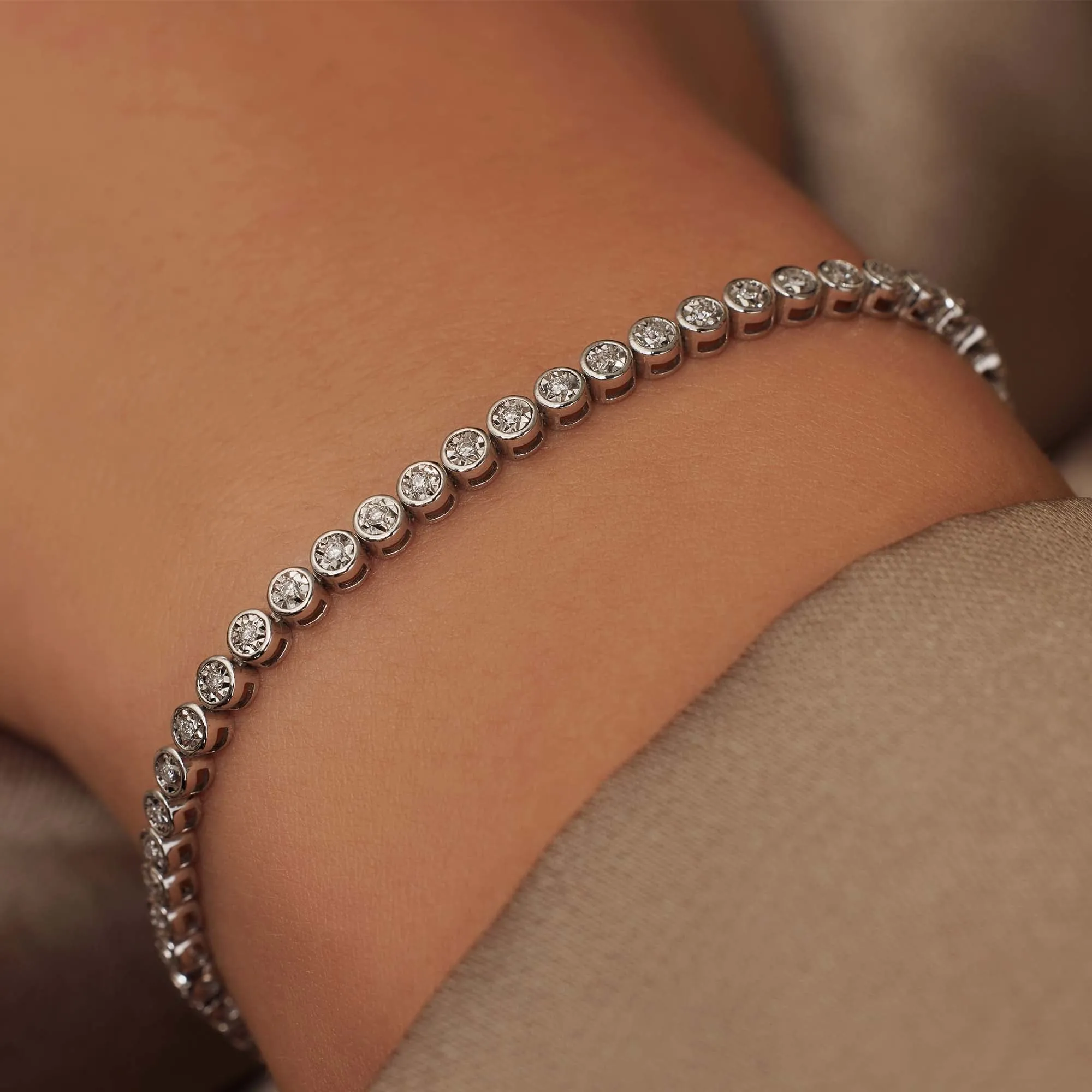 De la Paix Alfie 14 karat white gold tennis bracelet with diamond 0.36 carat