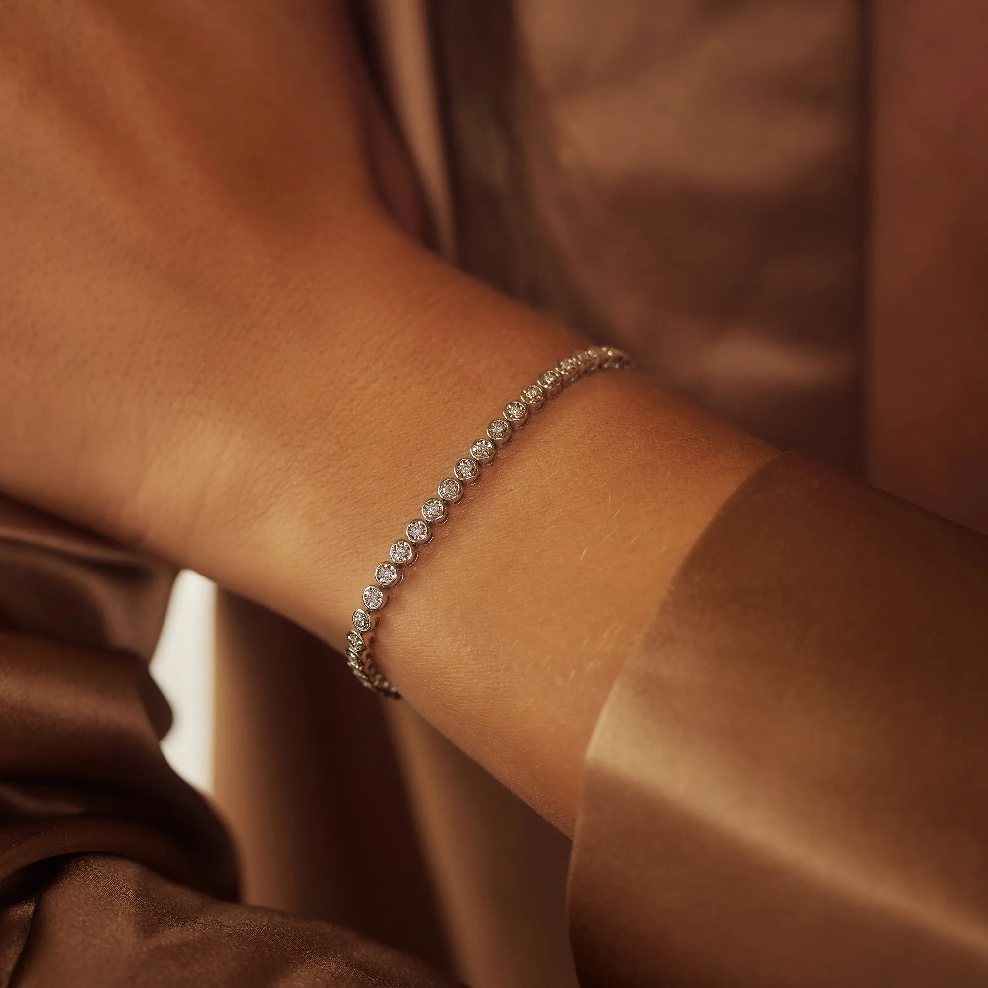 De la Paix Alfie 14 karat white gold tennis bracelet with diamond 0.36 carat