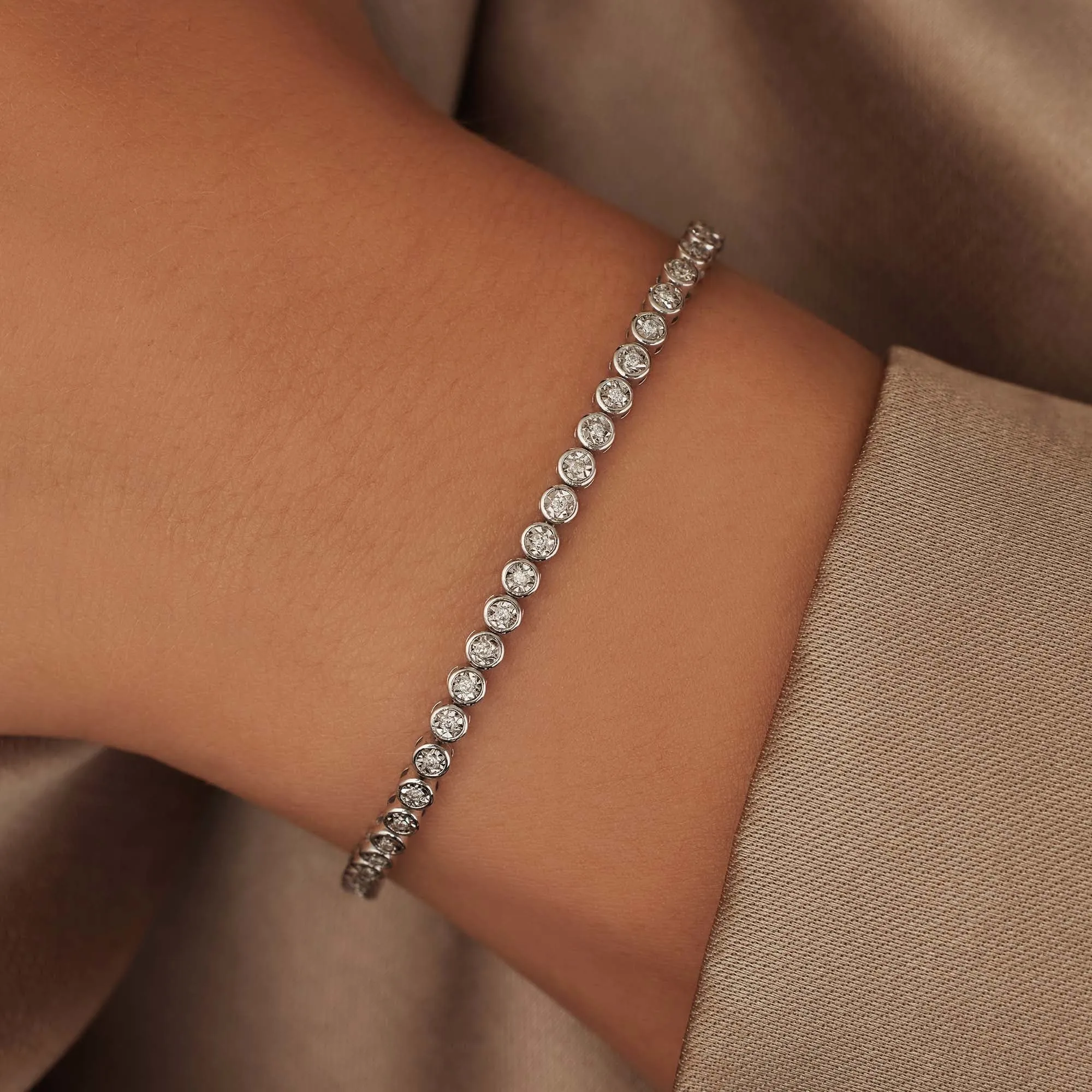 De la Paix Alfie 14 karat white gold tennis bracelet with diamond 0.36 carat