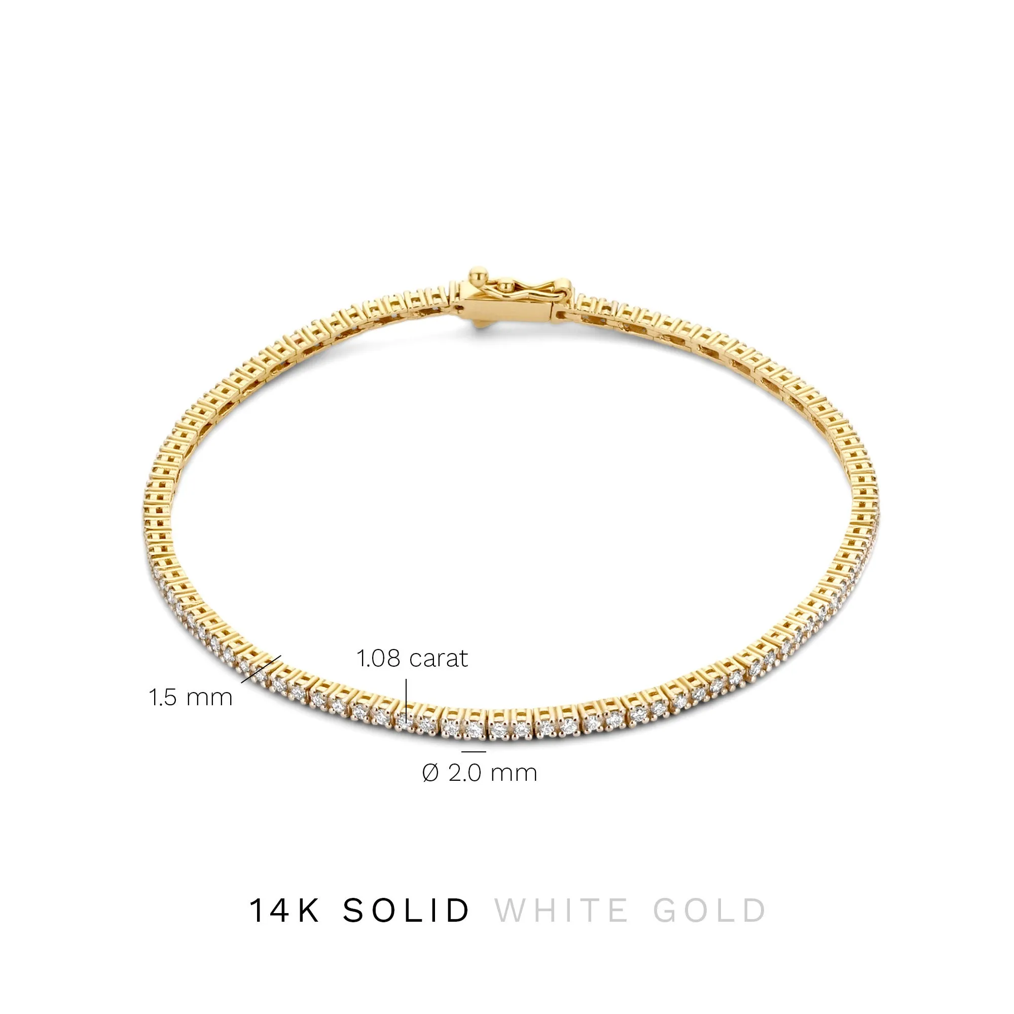 De la Paix Madeline 14 karat gold tennis bracelet with diamond 1.08 carat