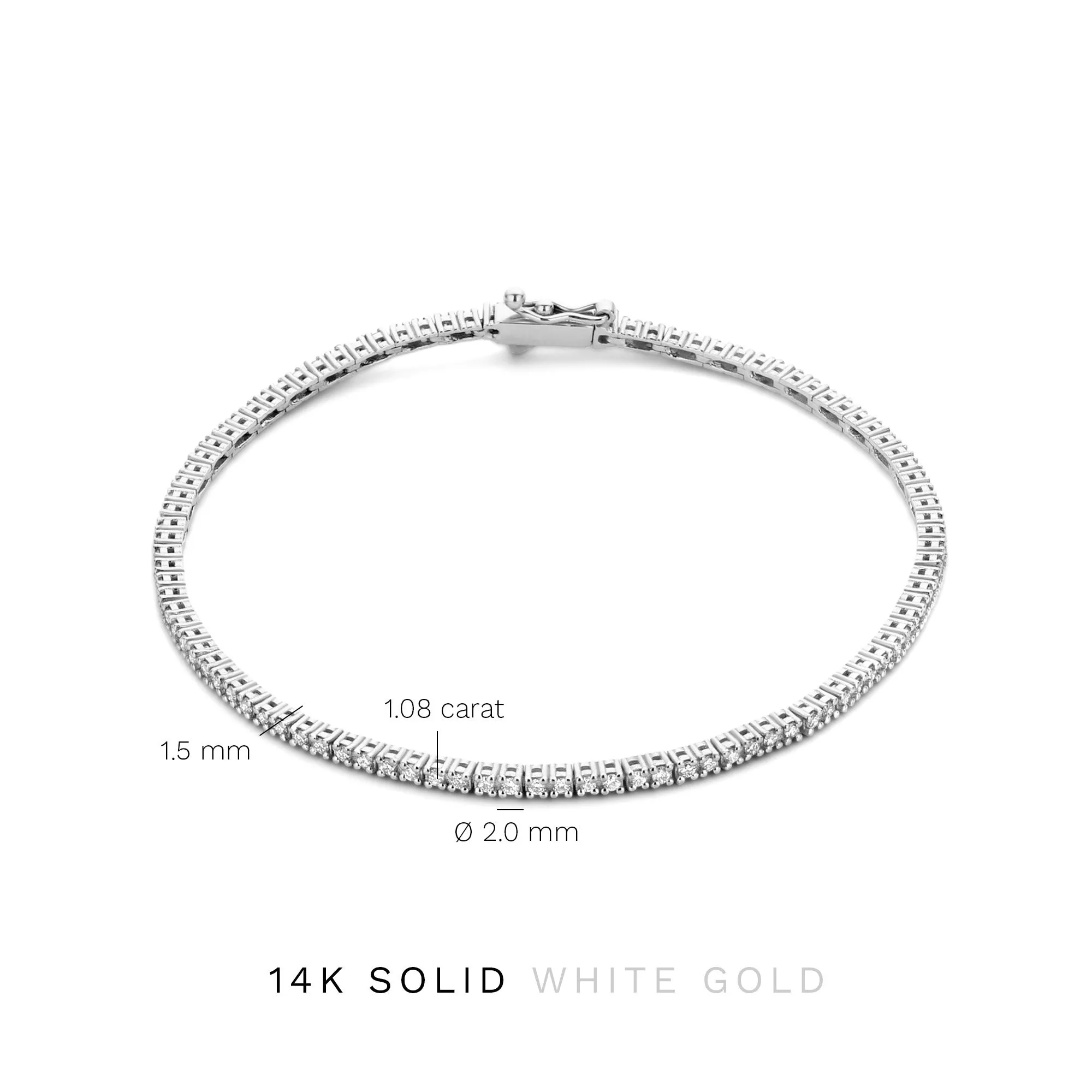 De la Paix Madeline 14 karat white gold tennis bracelet with diamond 1.08 carat