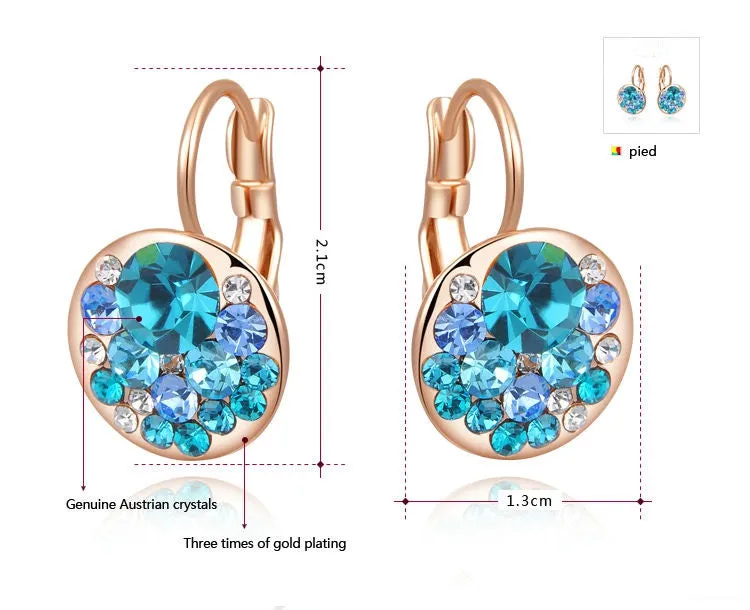 Delicate Large zircon Earrings,Gift to girlfriend,pink blue 4clolor handmade fashionable Stud Earrings