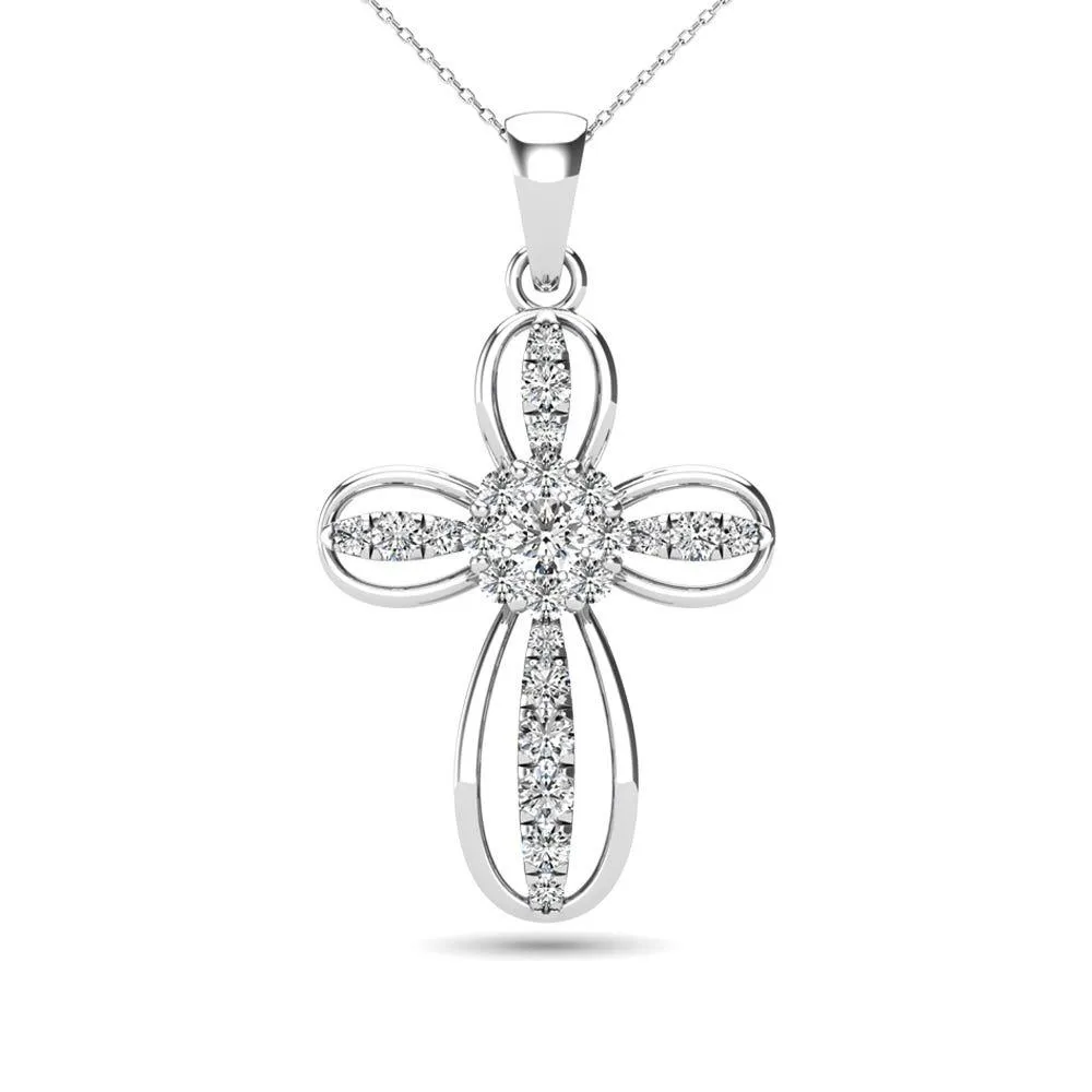 Diamond 1/5 Ct.Tw. Cross Pendant in 14K White Gold