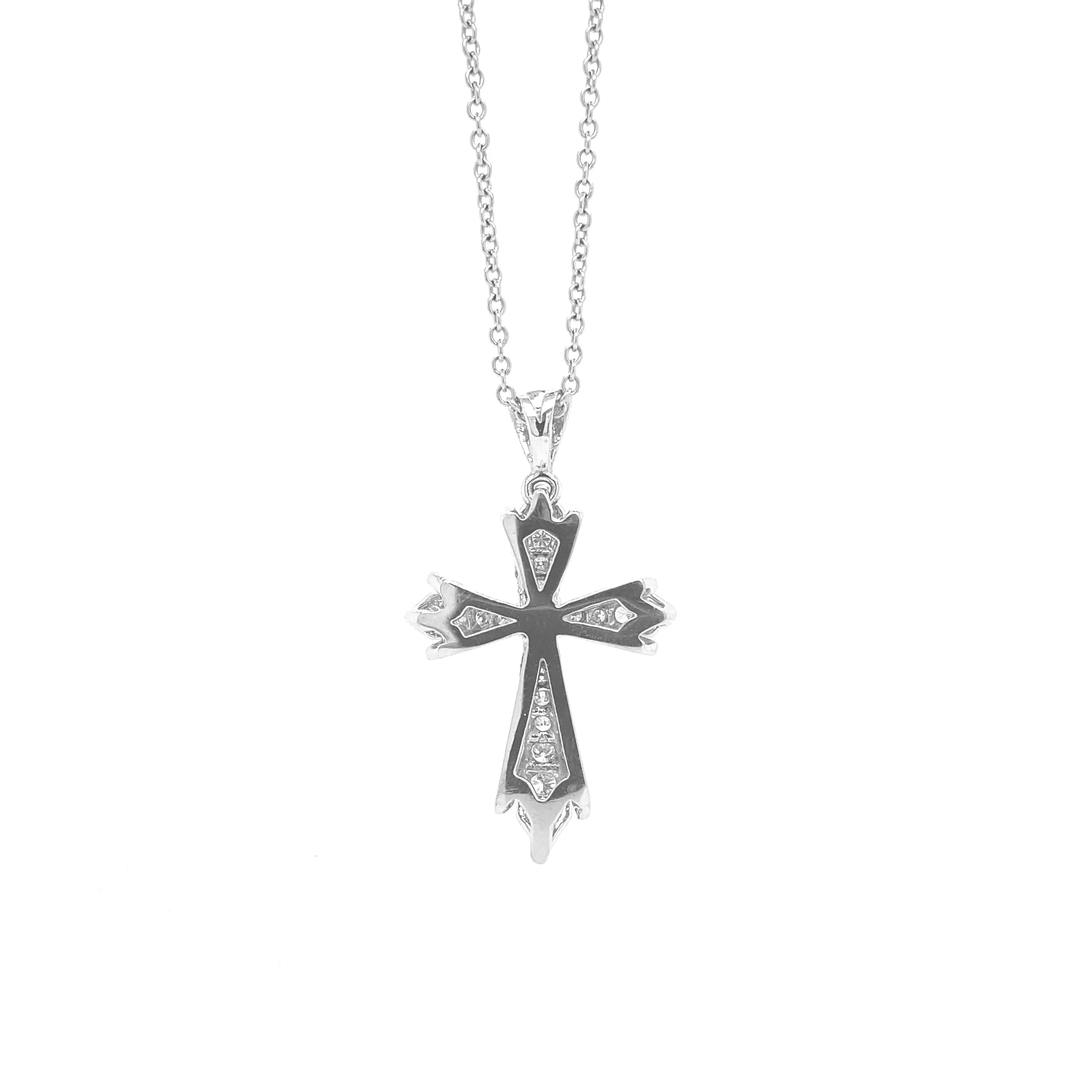 Diamond Cross Pendant White Gold P025
