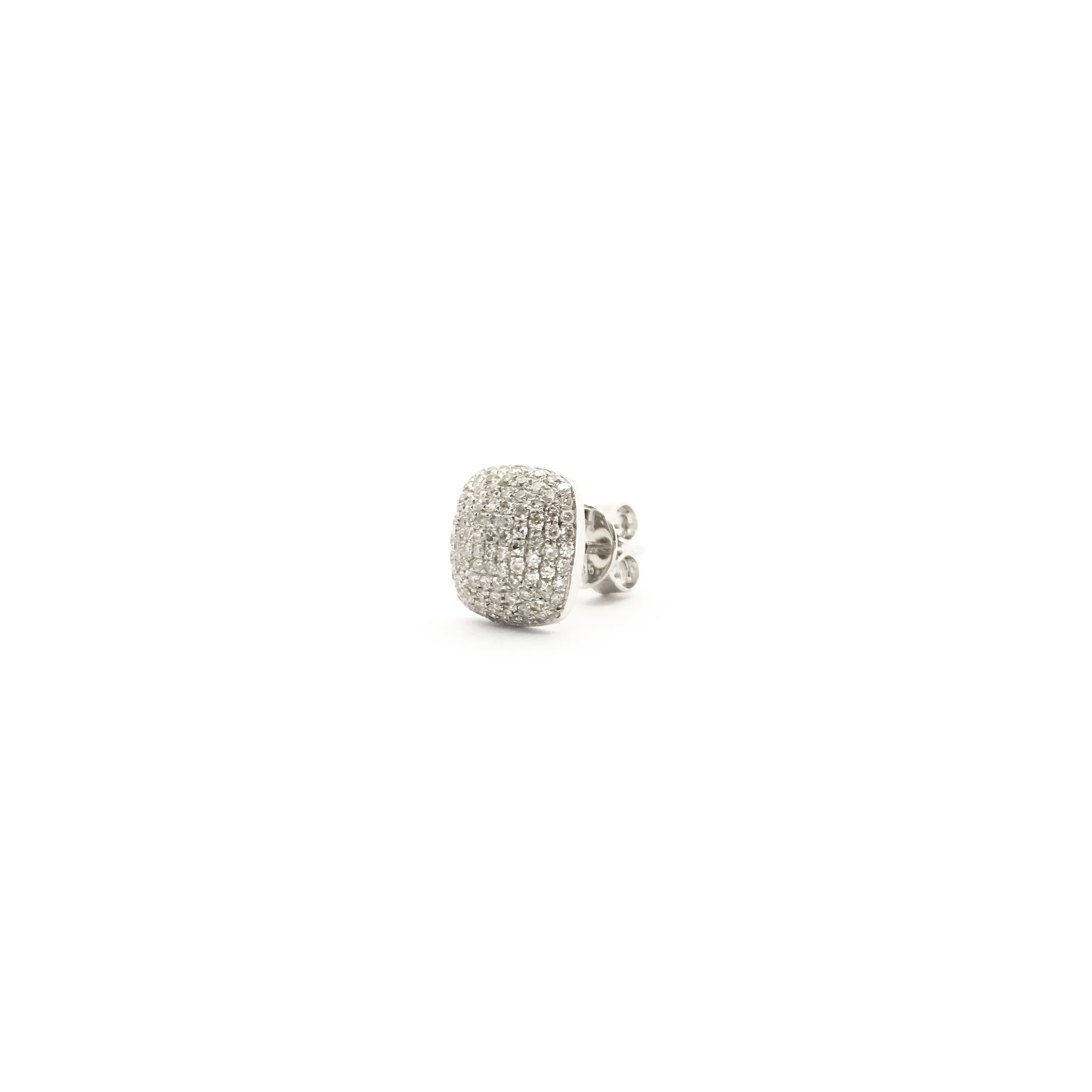 Diamond Cushion Dome Stud Earrings (14K)