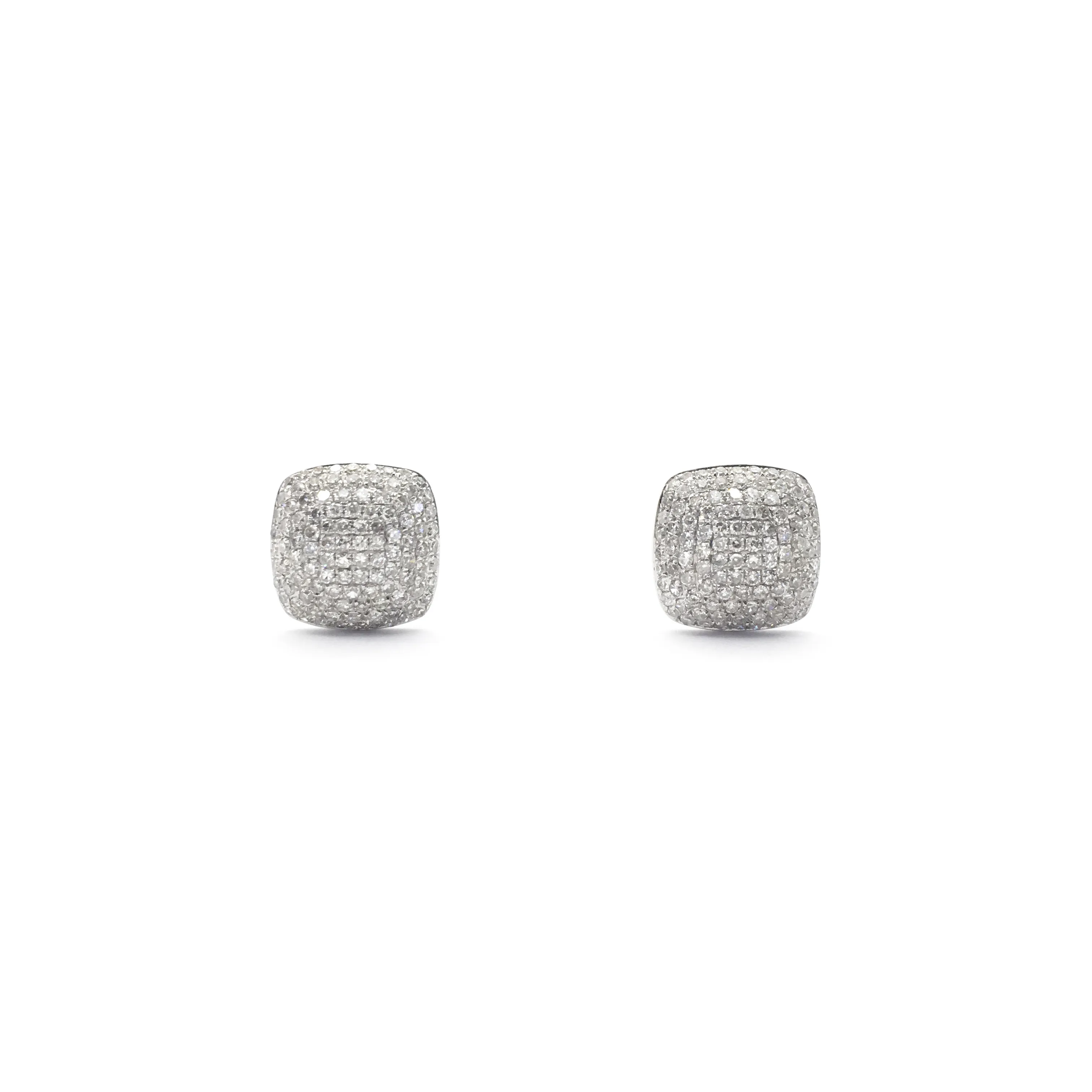Diamond Cushion Dome Stud Earrings (14K)