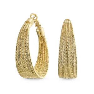 Diamond-Cut Multi Cable Hoop Huggie Earrings 18K Gold Plated Brass 1.5 Inch Diameter