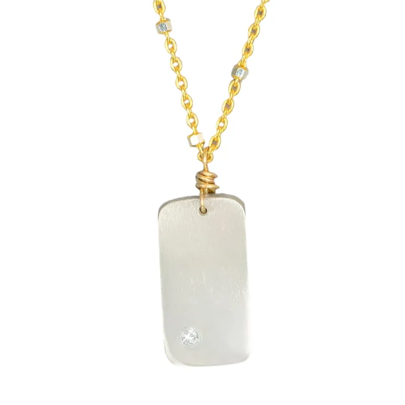 Diamond Dogtag Necklace  (N116)