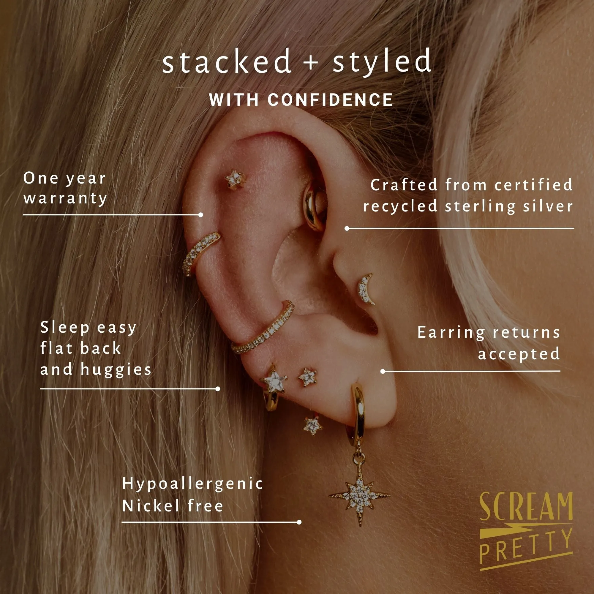 Diamond Drop Single Flat Back Earring