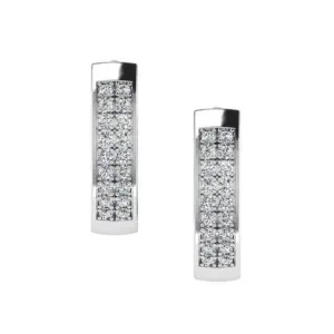 Diamond Huggie Hoop Earrings Two-Row 14k White Gold
