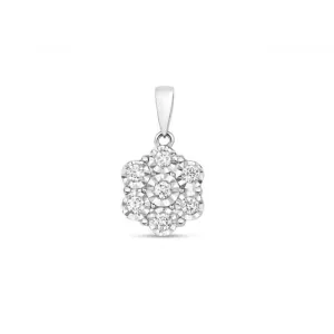 Diamond Jewellery 9ct White Gold Diamond Illusion Set Pendant PD199W