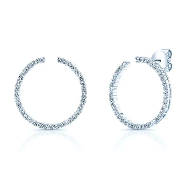 Diamond Open Circle Earrings In 14k White Gold 3/4ctw
