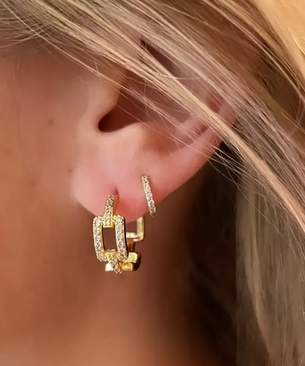 Dion Chain Hoop Earrings - Gold