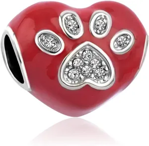 Dog Mom Silver Bead Charm for Bracelets Paw Print Bone Charms Red Black Charm Bracelet for Puppy Mom Women Dog Lover Pet Doggy Mother Pooch Doggie Mommy