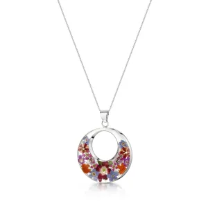 Double Round Flower Necklace - Real Flowers in .925 Silver by Shrieking Violet®
