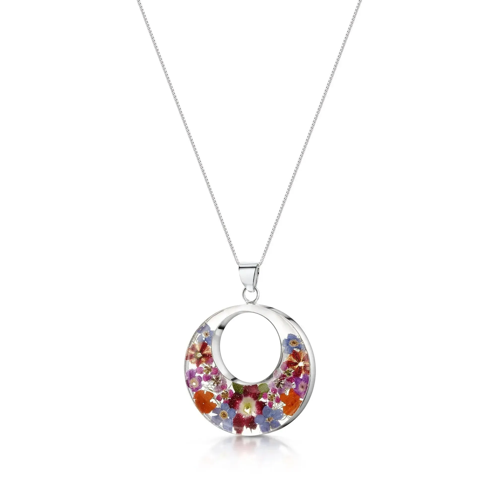 Double Round Flower Necklace - Real Flowers in .925 Silver by Shrieking Violet®