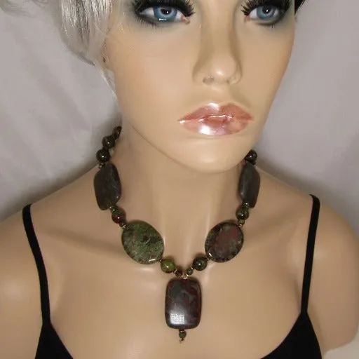Dragons Blood Jasper Gemstone Pendant Necklace