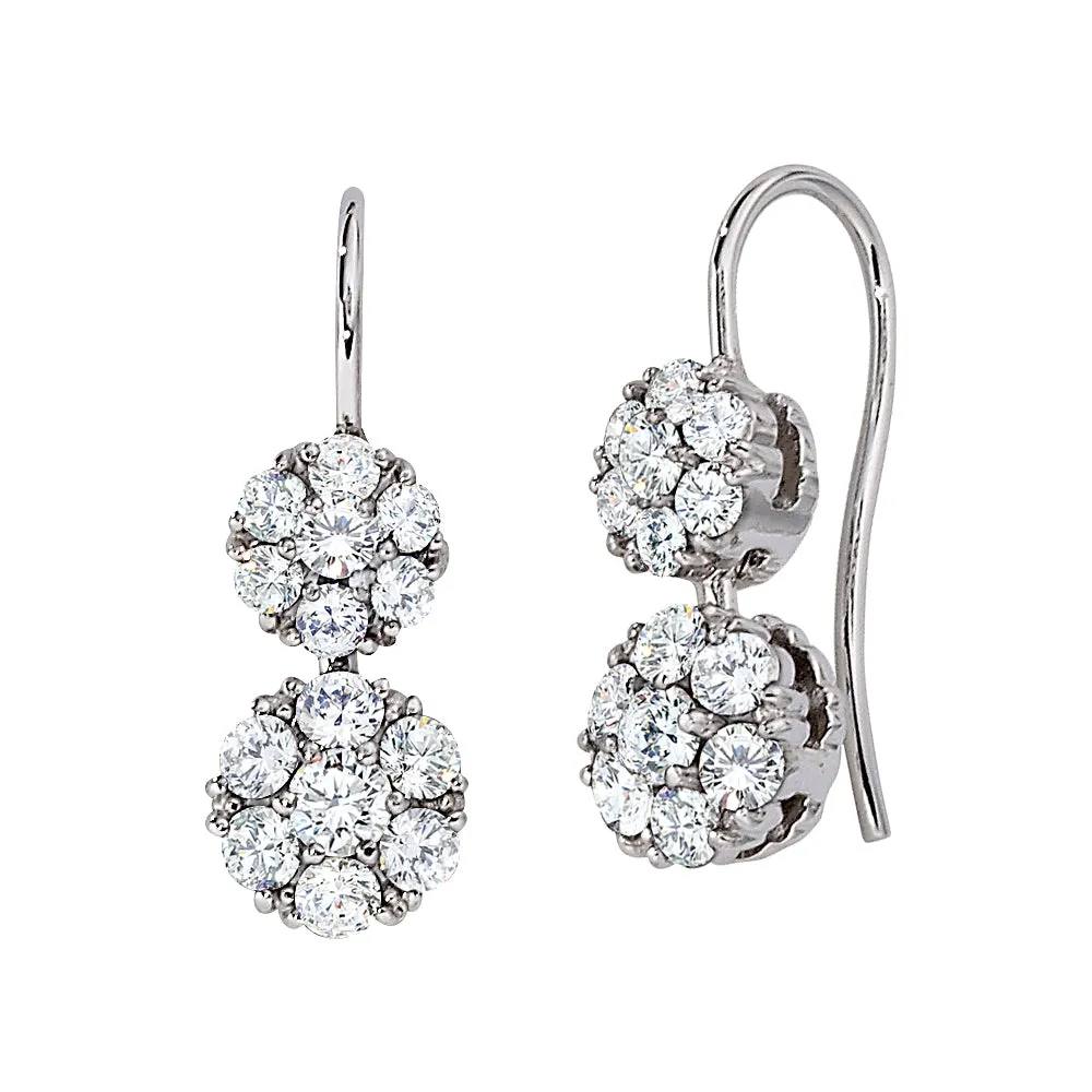 Drop Diamond Cluster Earrings Medium