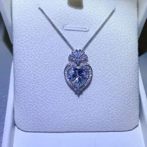 Eager Blue Heart 3 Carat Moissanite Necklace