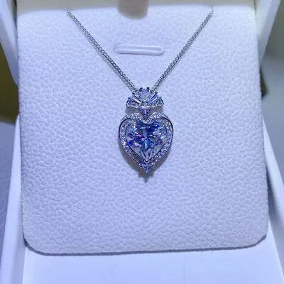 Eager Blue Heart 3 Carat Moissanite Necklace