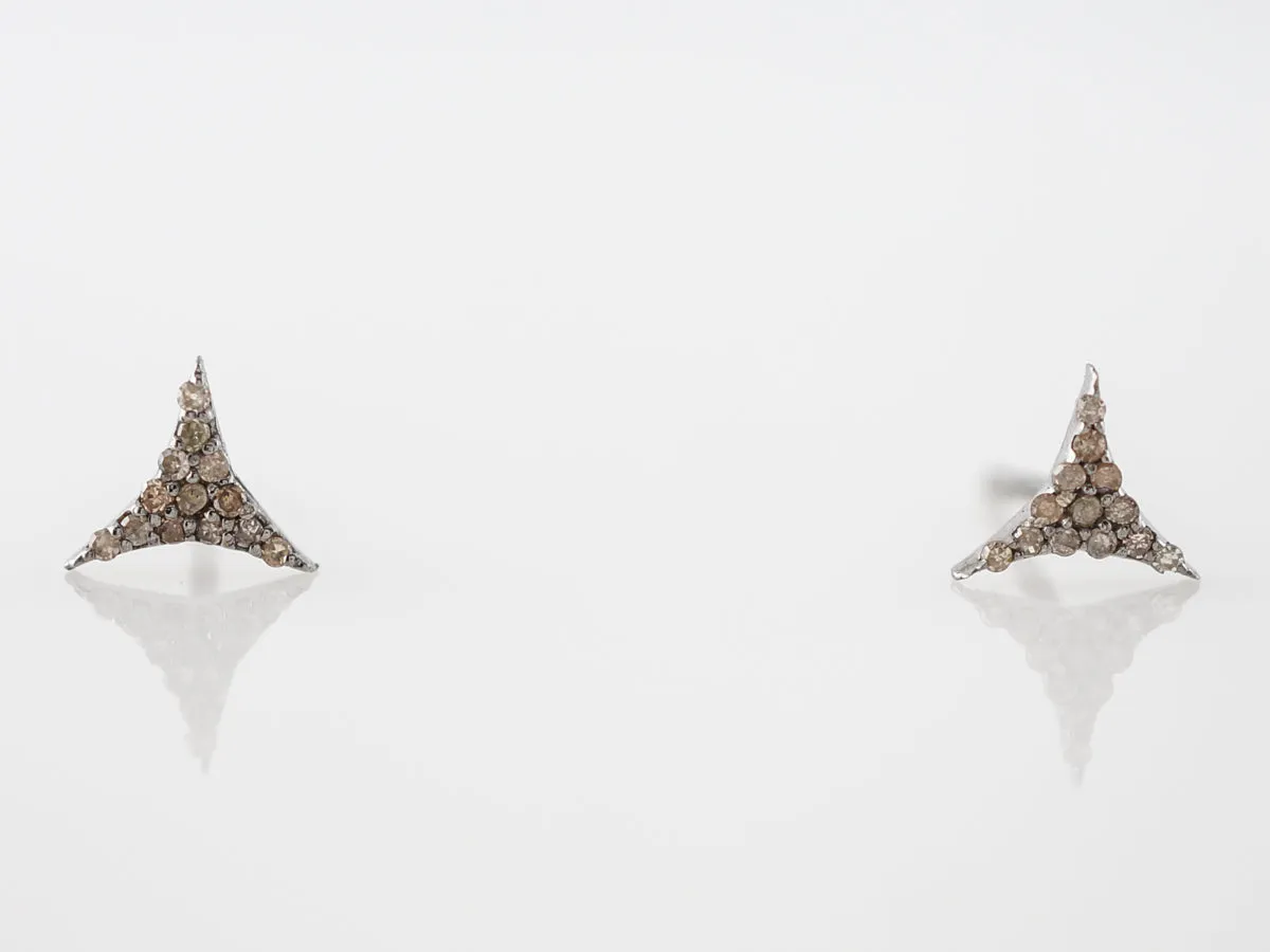 Earrings Modern .13 Round Brilliant Cut Diamonds in Sterling Silver