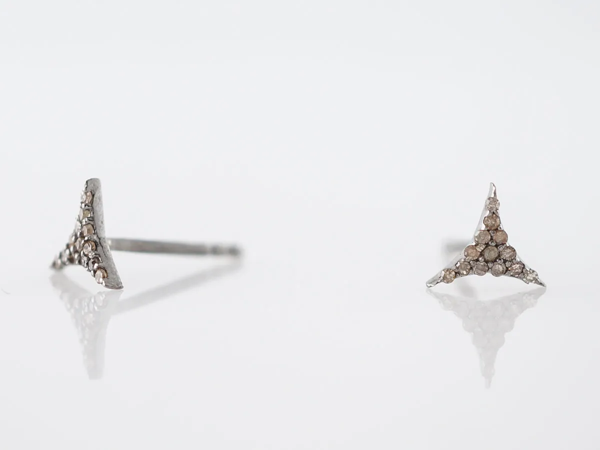 Earrings Modern .13 Round Brilliant Cut Diamonds in Sterling Silver
