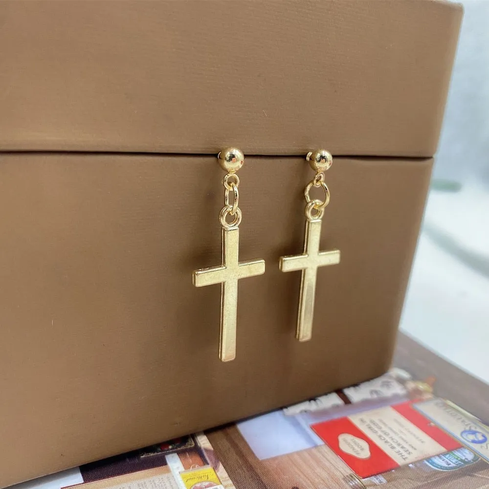earrings religious cross.pendant feather dangle jezus.cross earrings ✈️ free.shipping