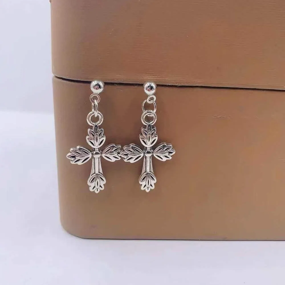 earrings religious cross.pendant feather dangle jezus.cross earrings ✈️ free.shipping