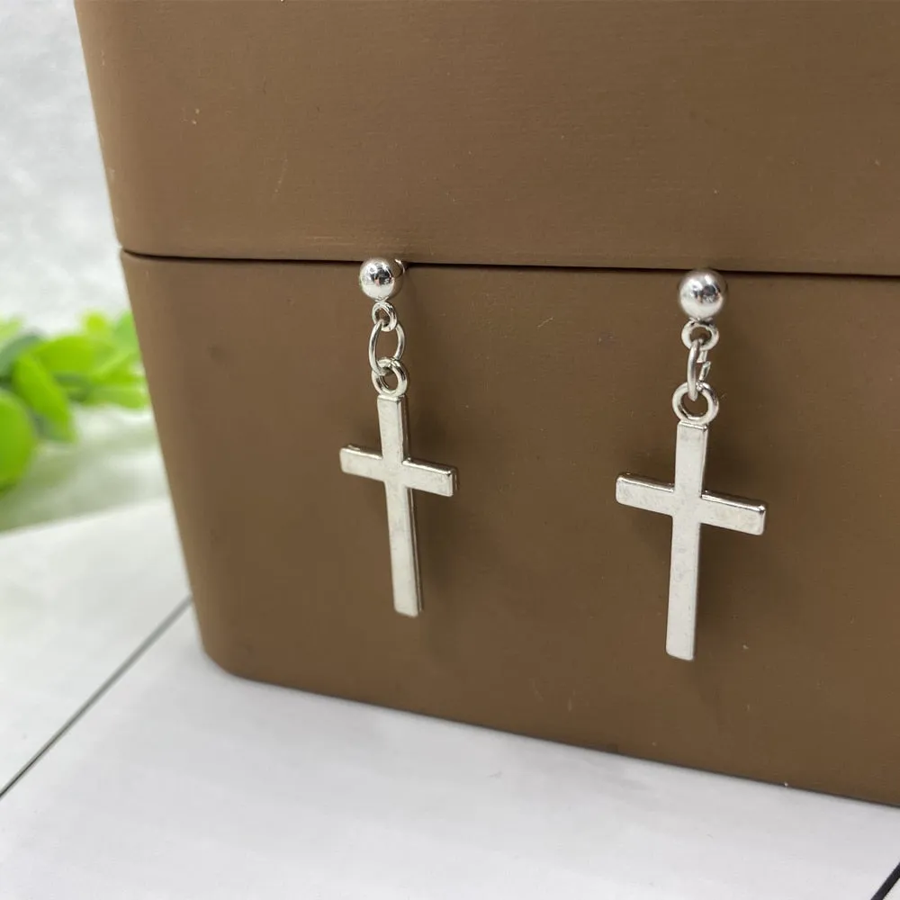 earrings religious cross.pendant feather dangle jezus.cross earrings ✈️ free.shipping