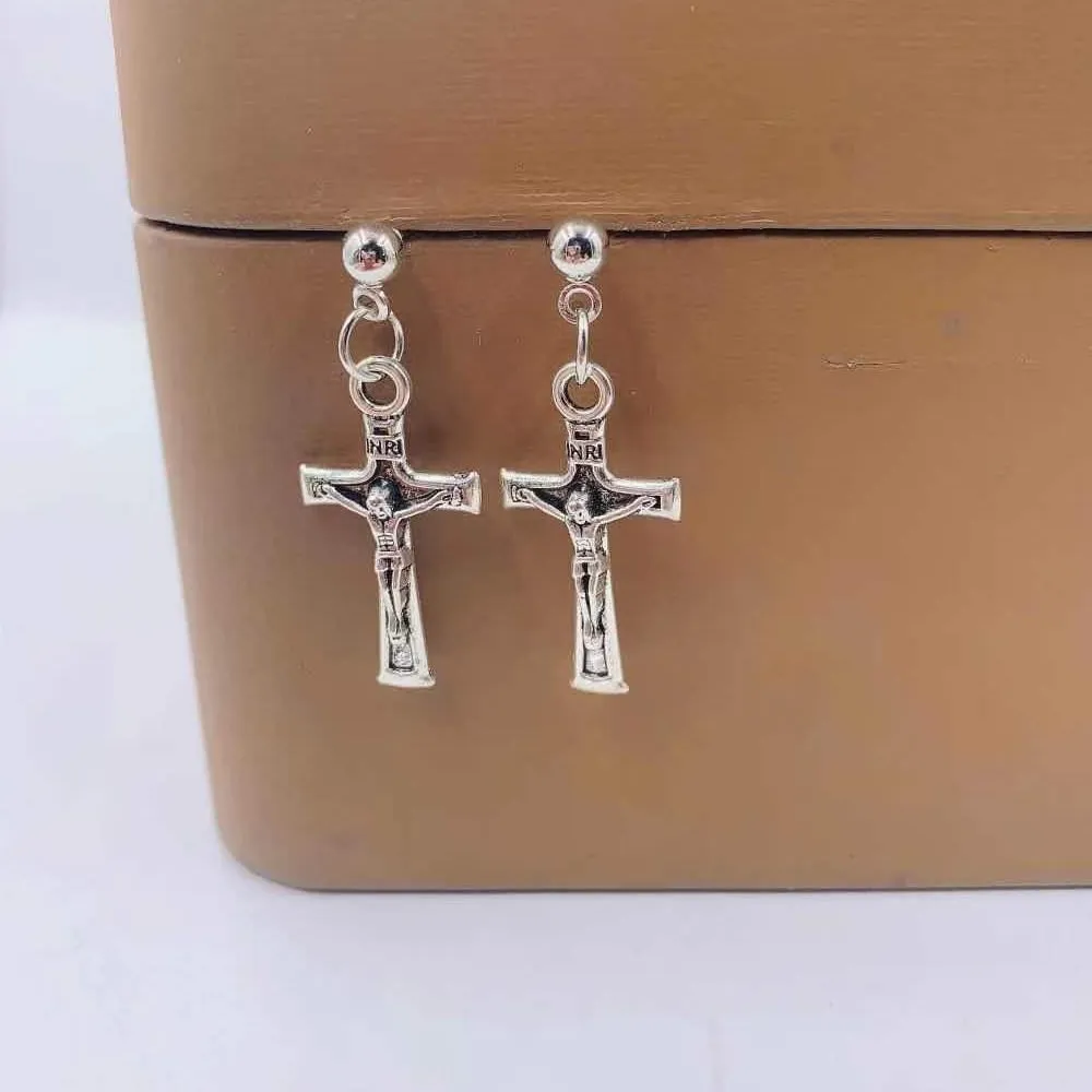 earrings religious cross.pendant feather dangle jezus.cross earrings ✈️ free.shipping