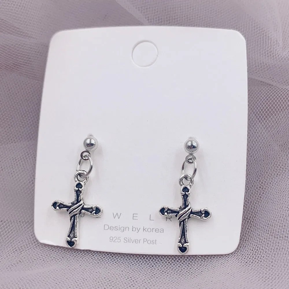 earrings religious cross.pendant feather dangle jezus.cross earrings ✈️ free.shipping