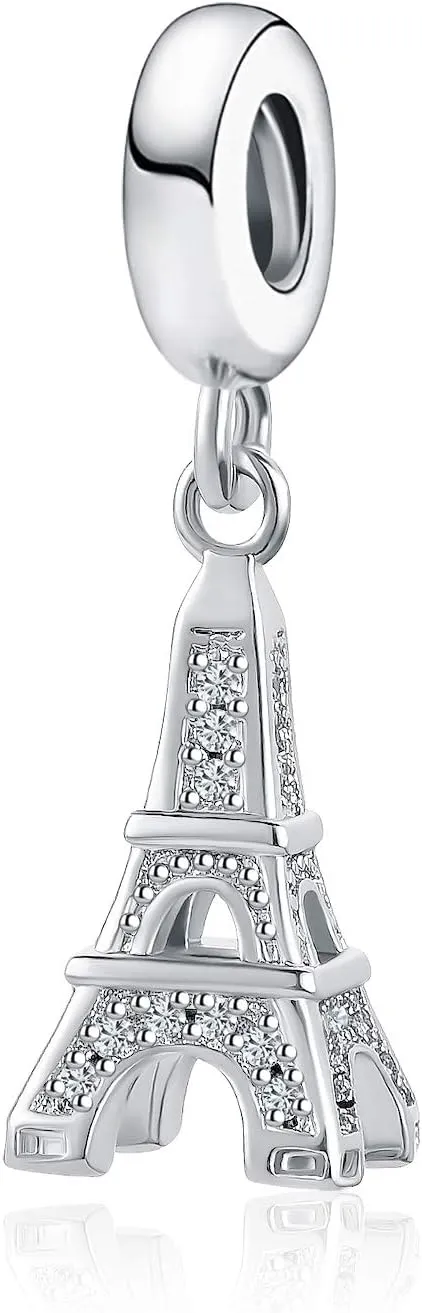 Eiffel Tower Charm Compatible with Pandora Charm Bracelet Paris Pendant Gift Silver Travel Dangle Family Friends Christmas Birthday