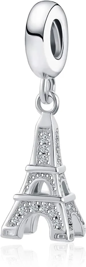 Eiffel Tower Charm Compatible with Pandora Charm Bracelet Paris Pendant Gift Silver Travel Dangle Family Friends Christmas Birthday