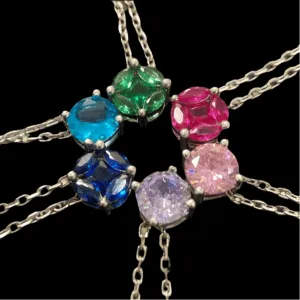 EIGHT Different Zirconia Sterling Silver Stones Necklaces