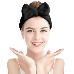 Elastic Hair Band Women Bowknot Bow Makeup Cosmetic Headbands Soft Coral Fleece Head Wraps