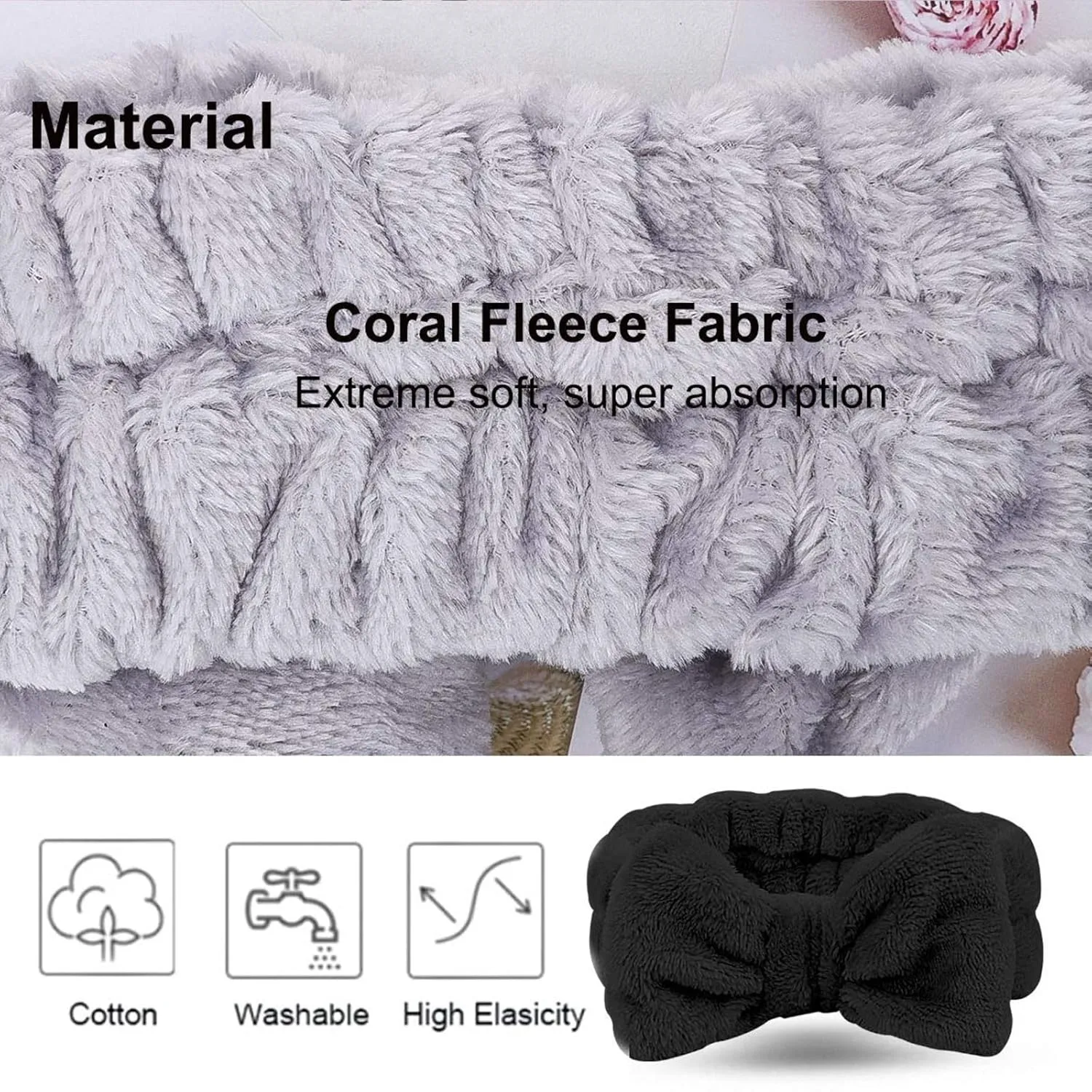 Elastic Hair Band Women Bowknot Bow Makeup Cosmetic Headbands Soft Coral Fleece Head Wraps