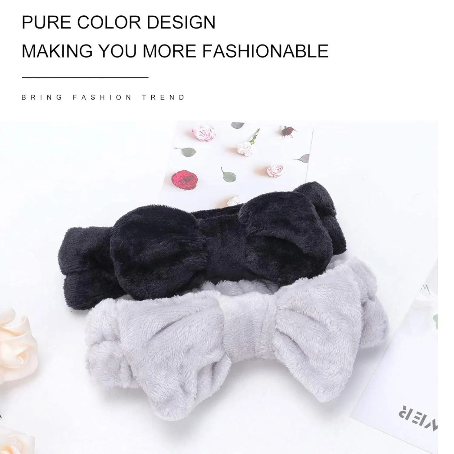 Elastic Hair Band Women Bowknot Bow Makeup Cosmetic Headbands Soft Coral Fleece Head Wraps