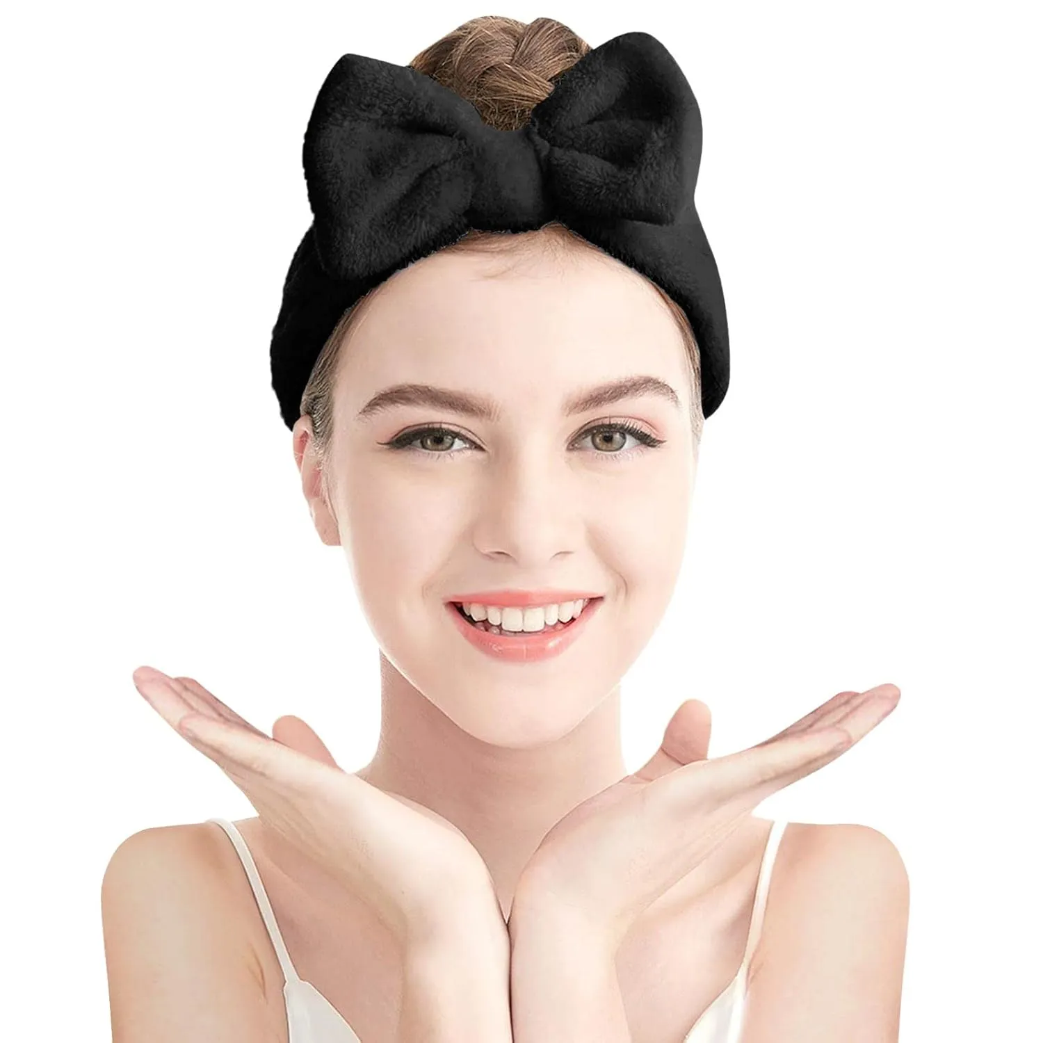 Elastic Hair Band Women Bowknot Bow Makeup Cosmetic Headbands Soft Coral Fleece Head Wraps