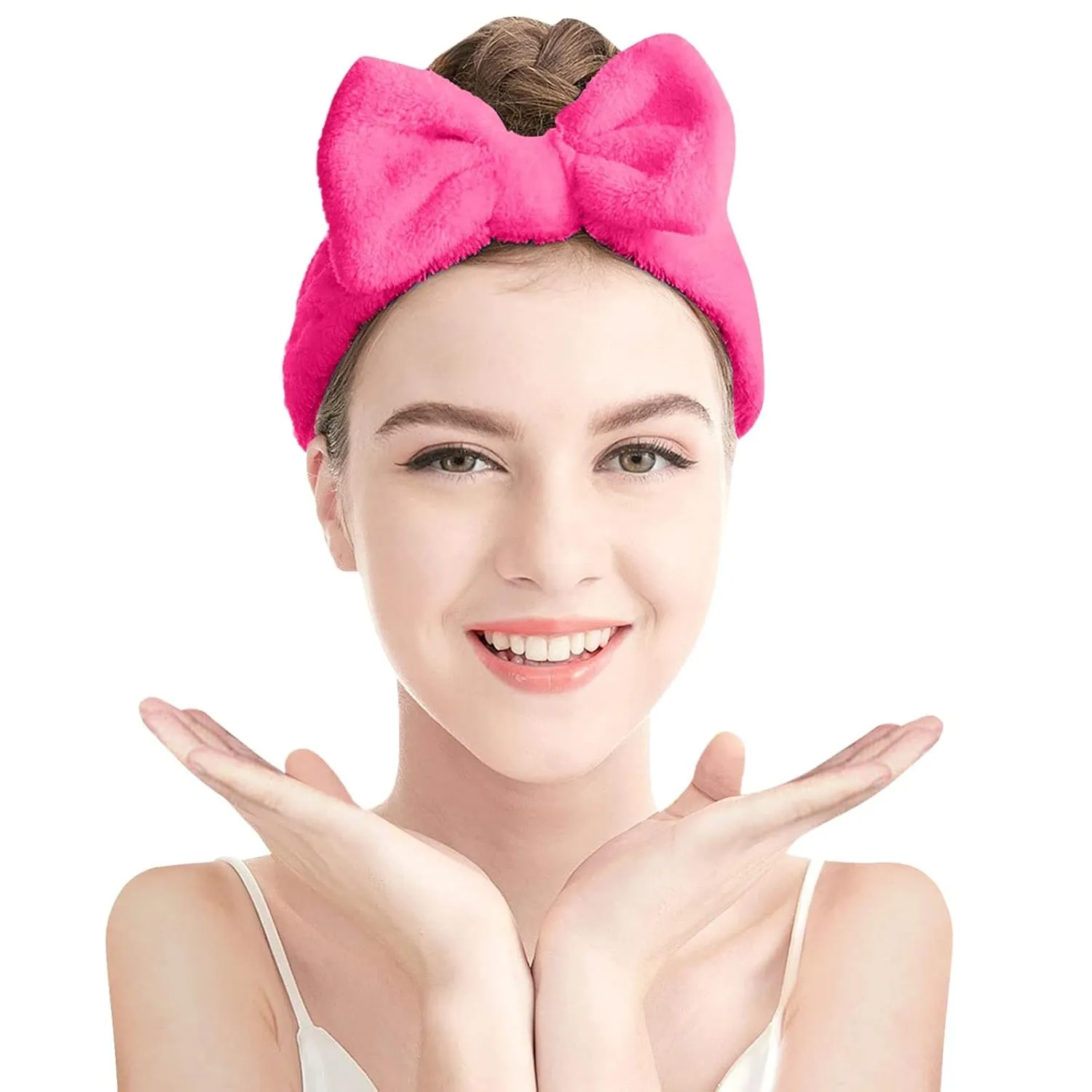 Elastic Hair Band Women Bowknot Bow Makeup Headbands Soft Coral Fleece Hair Band for Washing Face