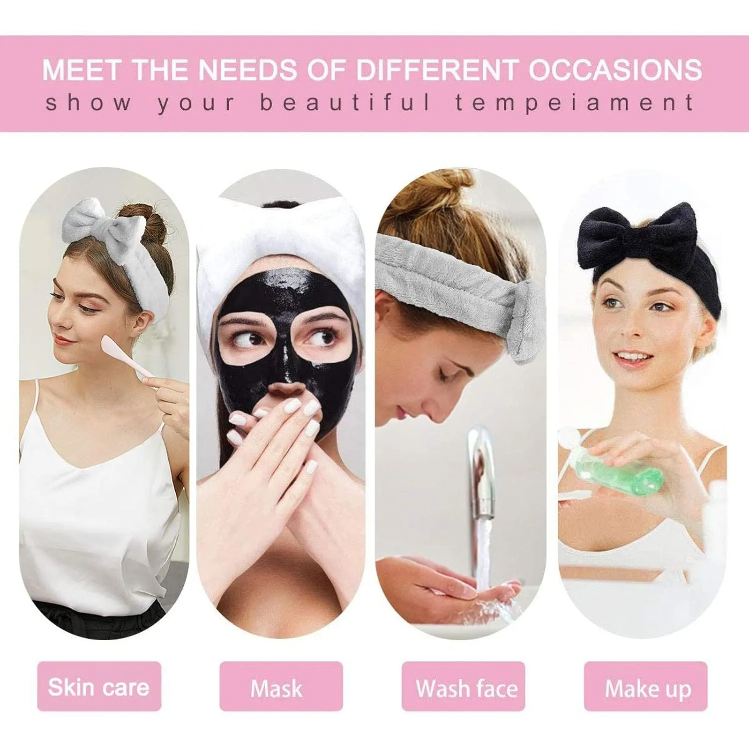 Elastic Hair Band Women Bowknot Bow Makeup Headbands Soft Coral Fleece Hair Band for Washing Face