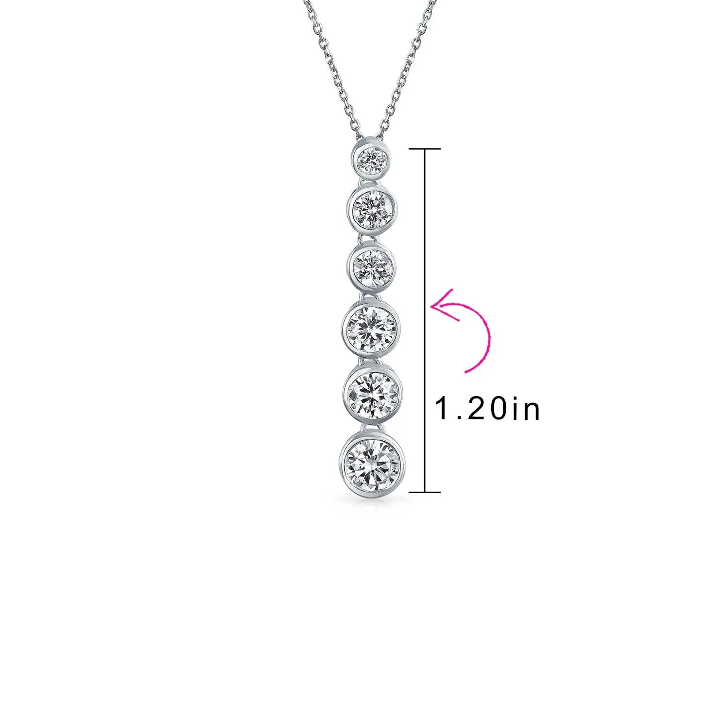 Elegant Bridal Necklace Silver CZ Linear Drop Geometric Bubble Design Pendant