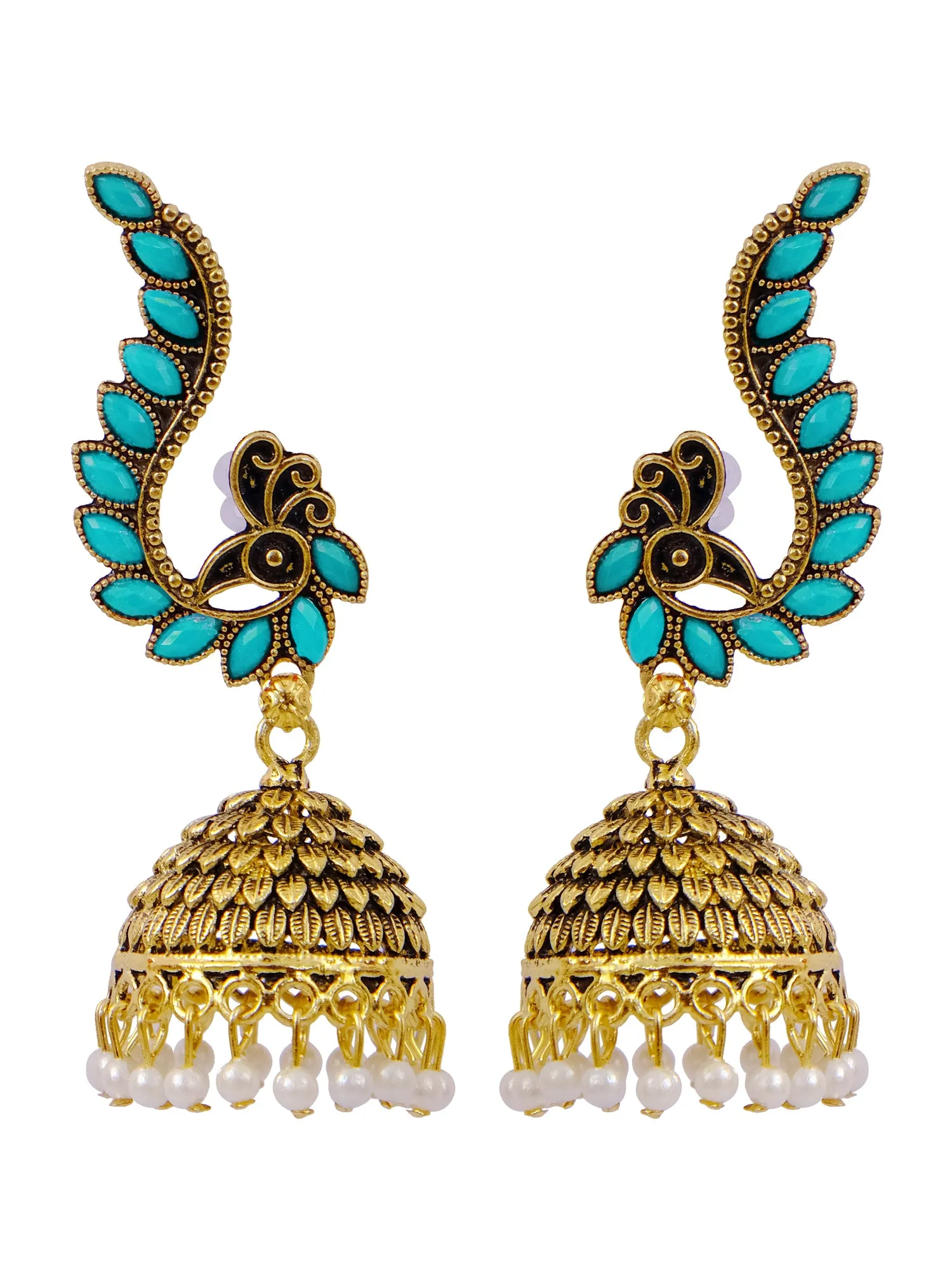 Elegant Gold Plated Peacock Design Jhumka Earrings for Women