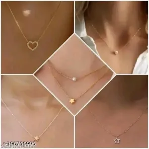 Elegant Gold-Plated Pearl Necklace Set for Women (5 Pieces)