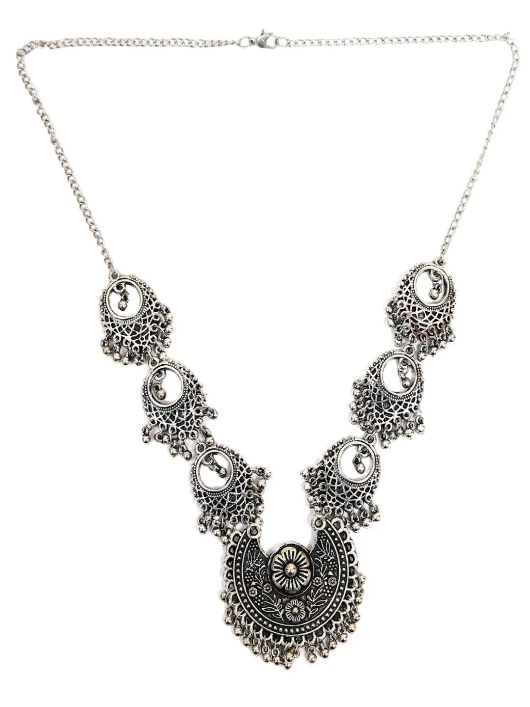 Elegant Oxidised Silver Necklace & Earring Set Below 500