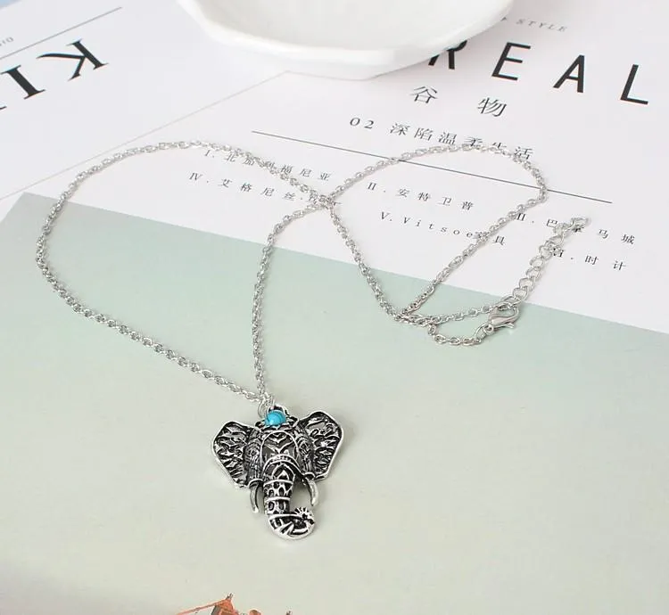 Elephant Shape Pendant Necklace Ladies Bohemian Animal Shaped Top Quality Silver Necklaces
