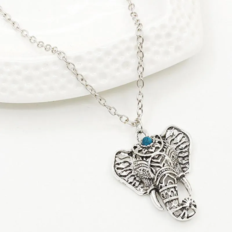 Elephant Shape Pendant Necklace Ladies Bohemian Animal Shaped Top Quality Silver Necklaces