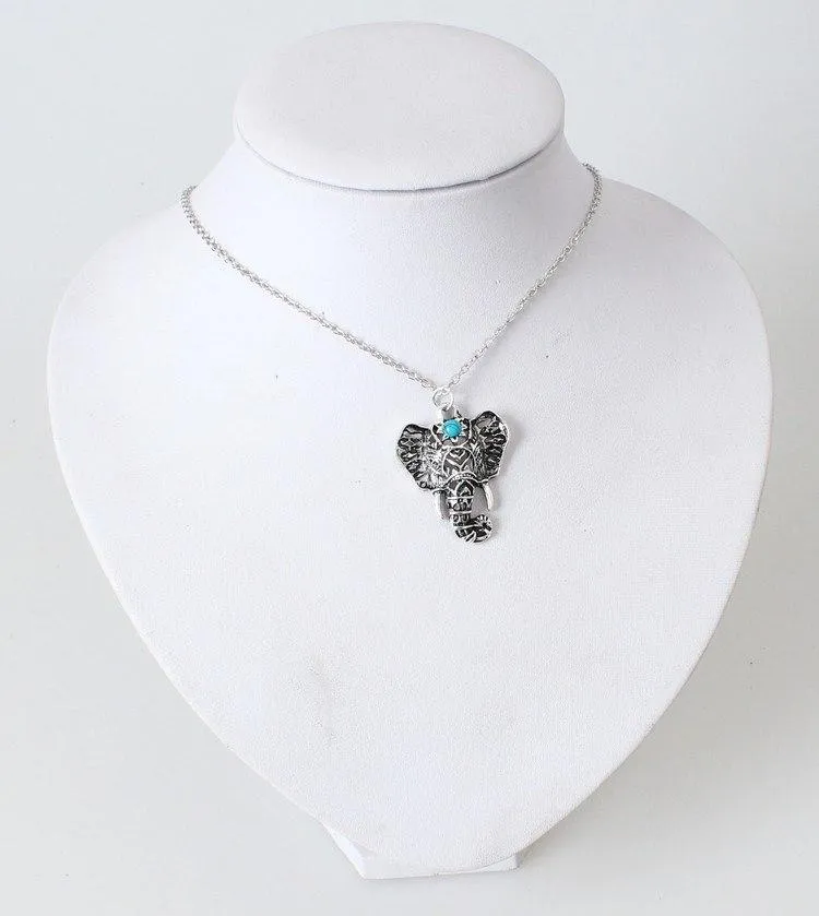 Elephant Shape Pendant Necklace Ladies Bohemian Animal Shaped Top Quality Silver Necklaces